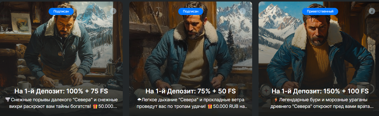 приветственный бонус казино Север